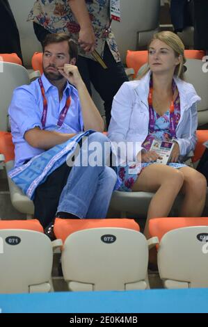 Erbgroßherzog Guillaume von Luxemburg und seine Verlobte Stephanie de Lannoy beim Schwimmen im Wassersportzentrum während der Olympischen Spiele in London, Großbritannien am 31. Juli 2012. Foto von Guibbaud-Gouhier-JMP/ABACAUSA.COM Stockfoto