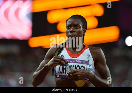 Die britische Christine Ohuruogu nimmt am 5. August 2012 im Olympiastadion in London, Großbritannien, am 400-m-Finale der Frauen bei der Leichtathletik-Veranstaltung während der Olympischen Spiele 2012 in London Teil. Foto von Gouhier-Guibbaud-JMP/ABACAPRESS.COM Stockfoto