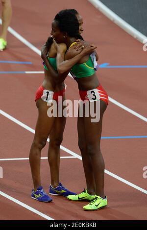 Die Äthiopierin Meseret Defar gewinnt die Goldmedaille bei den 5000 Meter Frauen bei den Olympischen Spielen 2012 in London, Großbritannien am 10. August 2012. Foto von Henri Szwarc/ABACAPRESS.COM Stockfoto