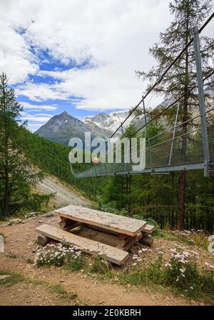 Charles Kuonen Hängebrücke, Visp Zermatt, Wallis Stockfoto