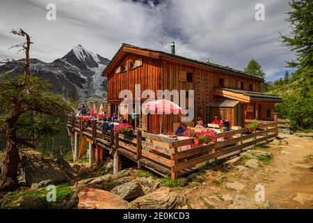 Europahütte Weißhorn, Schweiz Menschen, Mensch, alm, Restaurant Stockfoto