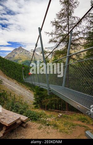 Charles Kuonen Hängebrücke, Visp Zermatt, Wallis Stockfoto