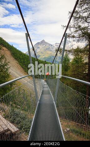 Charles Kuonen Hängebrücke, Visp Zermatt, Wallis Stockfoto