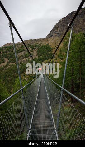 Charles Kuonen Hängebrücke, Visp Zermatt, Wallis Stockfoto