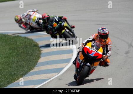 Australiens MotoGP-Fahrer Casey Stoner von Honda HRC beim USA Grand Prix in Indianapolis. Am Freitag, Den 17. August 2012. Foto von Malkon/ABACAPRESS.COM Stockfoto