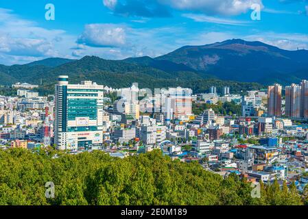 GWANGJU, KOREA, 22. OKTOBER 2019: Luftaufnahme von Gwangju, Republik Korea Stockfoto