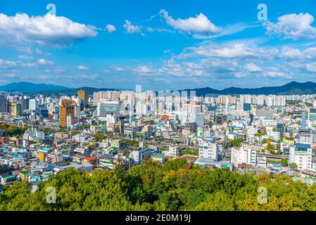 GWANGJU, KOREA, 22. OKTOBER 2019: Luftaufnahme von Gwangju, Republik Korea Stockfoto