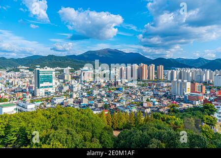 GWANGJU, KOREA, 22. OKTOBER 2019: Luftaufnahme von Gwangju, Republik Korea Stockfoto