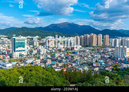 GWANGJU, KOREA, 22. OKTOBER 2019: Luftaufnahme von Gwangju, Republik Korea Stockfoto