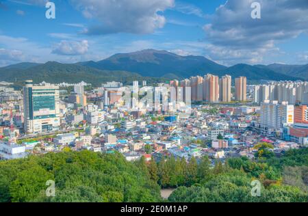 GWANGJU, KOREA, 22. OKTOBER 2019: Luftaufnahme von Gwangju, Republik Korea Stockfoto