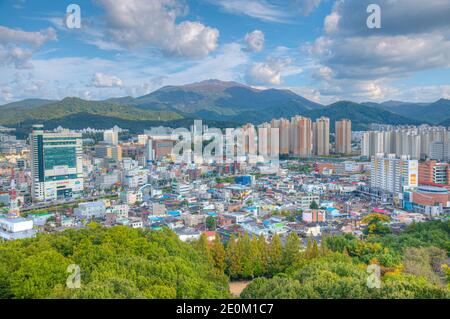 GWANGJU, KOREA, 22. OKTOBER 2019: Luftaufnahme von Gwangju, Republik Korea Stockfoto