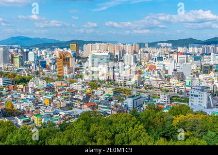GWANGJU, KOREA, 22. OKTOBER 2019: Luftaufnahme von Gwangju, Republik Korea Stockfoto