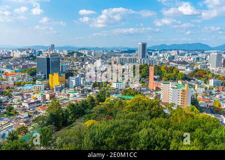 GWANGJU, KOREA, 22. OKTOBER 2019: Luftaufnahme von Gwangju, Republik Korea Stockfoto