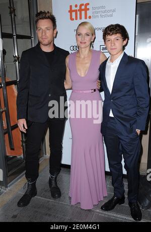 Ewan McGregor, Naomi Watts und Tom Holland besuchen "The Impossible" Vorführung während des 37. Toronto International Film Festival TIFF, in Toronto, Kanada am 9. September 2012. Foto von Lionel Hahn/ABACAPRESS.COM Stockfoto