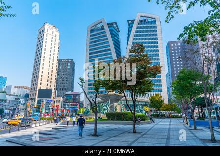 SEOUL, KOREA, 20. OKTOBER 2019: Brunnenplatz in Seoul, Republik Korea Stockfoto