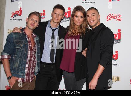 Benoit Dubois, Matthieu Delormeau, Jeny Priez und Nicolas Touderte bei der "NRJ" Pressekonferenz am 12. September 2012 in Paris, Frankreich. Foto von Denis Guignebourg/ABACAPRESS.COM Stockfoto