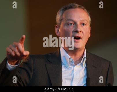 Bruno Le Maire hält am 15. September 2012 eine Rede auf dem Parteitag der UMP in Samoens, Frankreich. Am 18. Und 25. November werden die 5 Kandidaten für den Chef der Oppositionspartei und die Wahl Jean Francois Cope vertreten durch Luc Chatel, Nathalie Kosciusko-Morizet, Bruno Le Maire, Henri Guaino und Francois Fillon stattfinden. Foto von Vincent Dargent/ABACAPRESS.COM Stockfoto