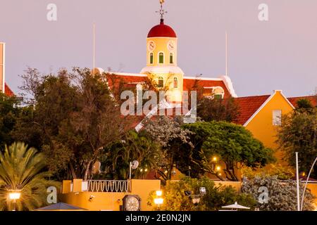 Bunte Gebäude, Architektur in der Hauptstadt Willemstad, Curacao. Stockfoto