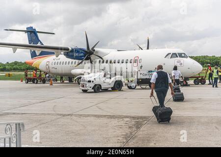 Gerogtown / Guyana - Sep 18 2018: LIAT Airlines bereitet den Start am Flughafen vor Stockfoto