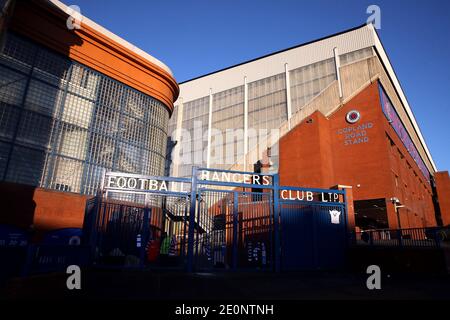 Allgemeiner Blick auf den Boden vor dem schottischen Premiership-Spiel im Ibrox Stadium, Glasgow. Stockfoto