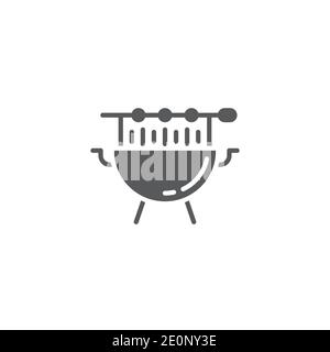 Grill bbq Symbol, Farbe, Linie, Kontur Vektor-Zeichen, lineare Stil Piktogramm isoliert auf weiß. Symbol, Logo-Illustration Stock Vektor