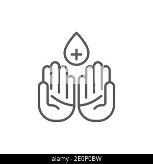 Symbol für Handdesinfektionsmittel, Farbe, Linie, Vektorzeichen, lineares Piktogramm isoliert auf Weiß. Symbol, Logo-Illustration Stock Vektor
