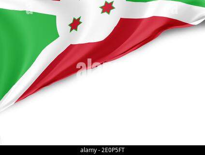 Burundi Nationalflagge auf weißem Hintergrund Stockfoto