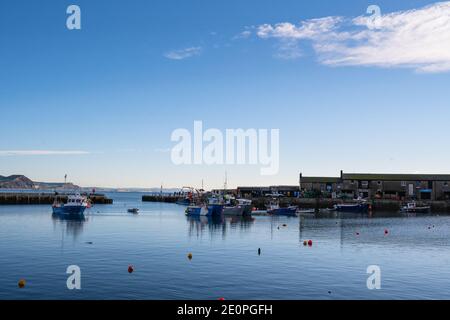 Lyme Regis, Dorset, Großbritannien. Januar 2021. UK Wetter: Ein knackiger, heller und sonniger Wintertag im Badeort Lyme Regis. Kredit: Celia McMahon/Alamy Live Nachrichten Stockfoto