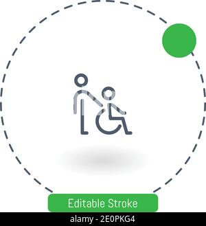 Pflege von behinderten Personen Vektor-Symbol editierbare Kontur Kontur Symbole für Web und mobile Geräte Stock Vektor
