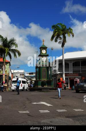 Karibik: St Kitts und Nevis: St Kitts: Basseterre: The Circus: Clock Tower Stockfoto