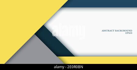 Banner Web-Vorlage gelb, grau, blau Farbe Trend 2021 Dreieck geometrische Überlappungsschicht auf weißem Papier Hintergrund Design Raum für Ihren Text. Vektor Stock Vektor
