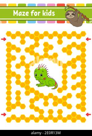 Labyrinth. Spiel für Kinder. Lustige Labyrinth. Bildung Entwicklung Arbeitsblatt. Aktivität Seite. Puzzle für Kinder. Cute Cartoon Stil. Rätsel für Vorschulkinder. Lo Stock Vektor