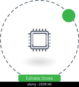 Prozessorvektorsymbol bearbeitbare Konturumrisssymbole für Web und Mobil Stock Vektor