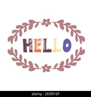 Hello Lettering. Witziger Doodle-Stil - Überschrift auf Weiß. Handgezeichnete Zeichentrickbriefe Stock Vektor