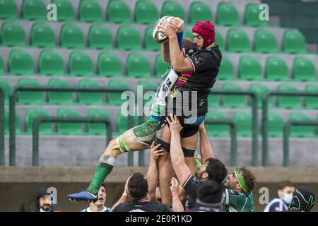 Treviso, Italien. 02. Jan, 2021. leonard krumov zebre während Benetton Treviso vs Zebre Rugby, Rugby Guinness Pro 14 Spiel in Treviso, Italien, Januar 02 2021 Kredit: Unabhängige Fotoagentur/Alamy Live Nachrichten Stockfoto