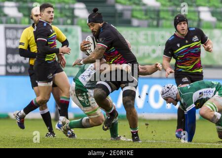 Treviso, Italien. 02. Jan, 2021. jimmy tuivaiti zebre während Benetton Treviso vs Zebre Rugby, Rugby Guinness Pro 14 Spiel in Treviso, Italien, Januar 02 2021 Kredit: Unabhängige Fotoagentur/Alamy Live Nachrichten Stockfoto