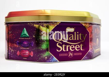 Zinn von Quality Street Pralinen Stockfoto