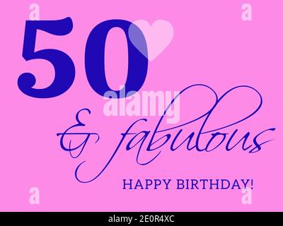 50. Happy Birthday Karte Illustration im Retro-Stil. Stockfoto