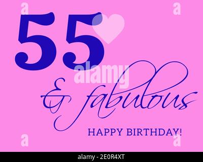 55. Happy Birthday Karte Illustration im Retro-Stil. Stockfoto