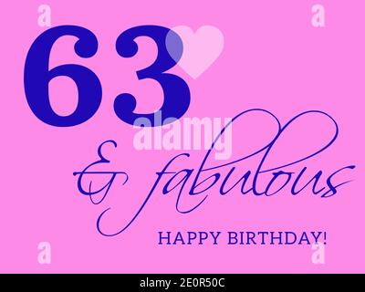 63. Happy Birthday Karte Illustration im Retro-Stil. Stockfoto