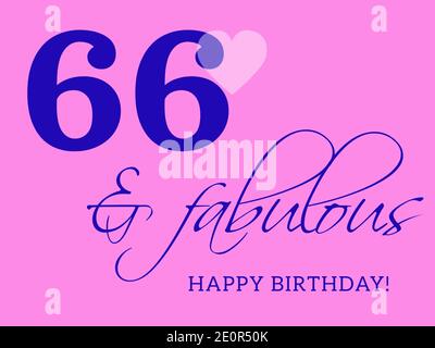 66. Happy Birthday Karte Illustration im Retro-Stil. Stockfoto