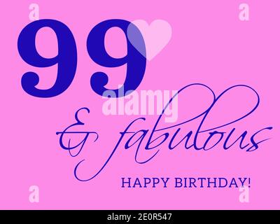 99. Happy Birthday Karte Illustration im Retro-Stil. Stockfoto