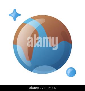 Abbildung des Erdsymbols für Web, Landing Page, Aufkleber und Hintergrund Stock Vektor
