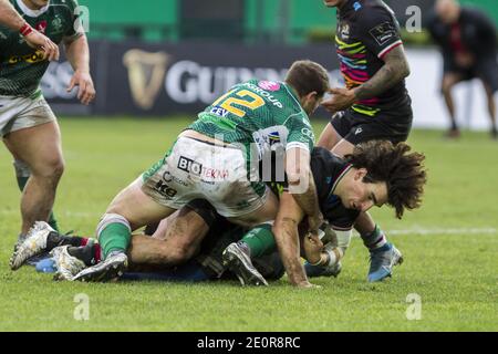 Treviso, Italien. 02. Jan, 2021. tommaso boni zebre während Benetton Treviso vs Zebre Rugby, Rugby Guinness Pro 14 Spiel in Treviso, Italien, Januar 02 2021 Kredit: Unabhängige Fotoagentur/Alamy Live Nachrichten Stockfoto