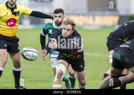 Treviso, Italien. 02. Jan, 2021. joshua renton zebre während Benetton Treviso vs Zebre Rugby, Rugby Guinness Pro 14 Spiel in Treviso, Italien, Januar 02 2021 Kredit: Unabhängige Fotoagentur/Alamy Live Nachrichten Stockfoto