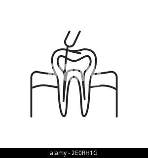 Symbol für die Farblinie der Zahnkanalbehandlung. Piktogramm für Webseite, mobile App, Promo. Bearbeitbare Kontur. Stock Vektor