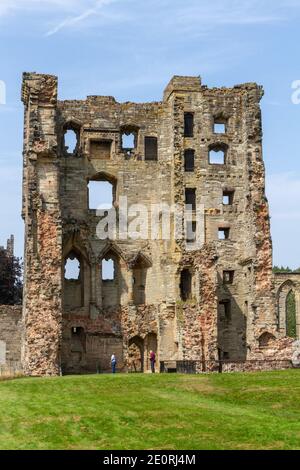 Das exponierte Innere der Ruinen von Great Tower (Hastings Tower), Ashby de la Zouch Castle, Ashby-de-la-Zouch, Leicestershire, England. Stockfoto