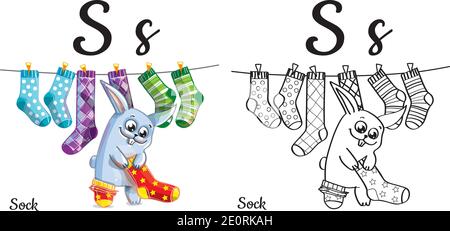 Socke. Vektor Alphabet Buchstabe S, Malseite Stock Vektor