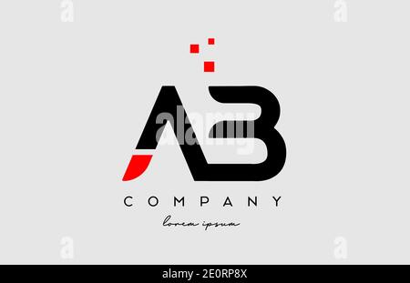 Schwarz rot ab A B Buchstaben Logo Symbol Kombination. Design für Unternehmen und Unternehmen Stock Vektor