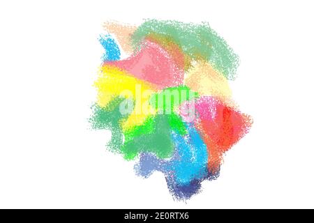 Bunte Aquarellfarbe auf weißer Leinwand. Abstriche von mehrfarbiger Farbe auf weißem Hintergrund. Stockfoto
